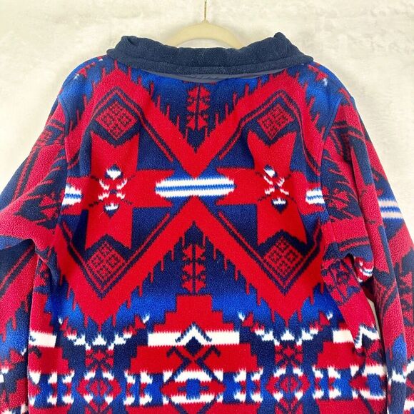 Polo Ralph Lauren Vintage Aztec Fleece Pullover Size Medium Hood Southwestern - Picture 6 of 7